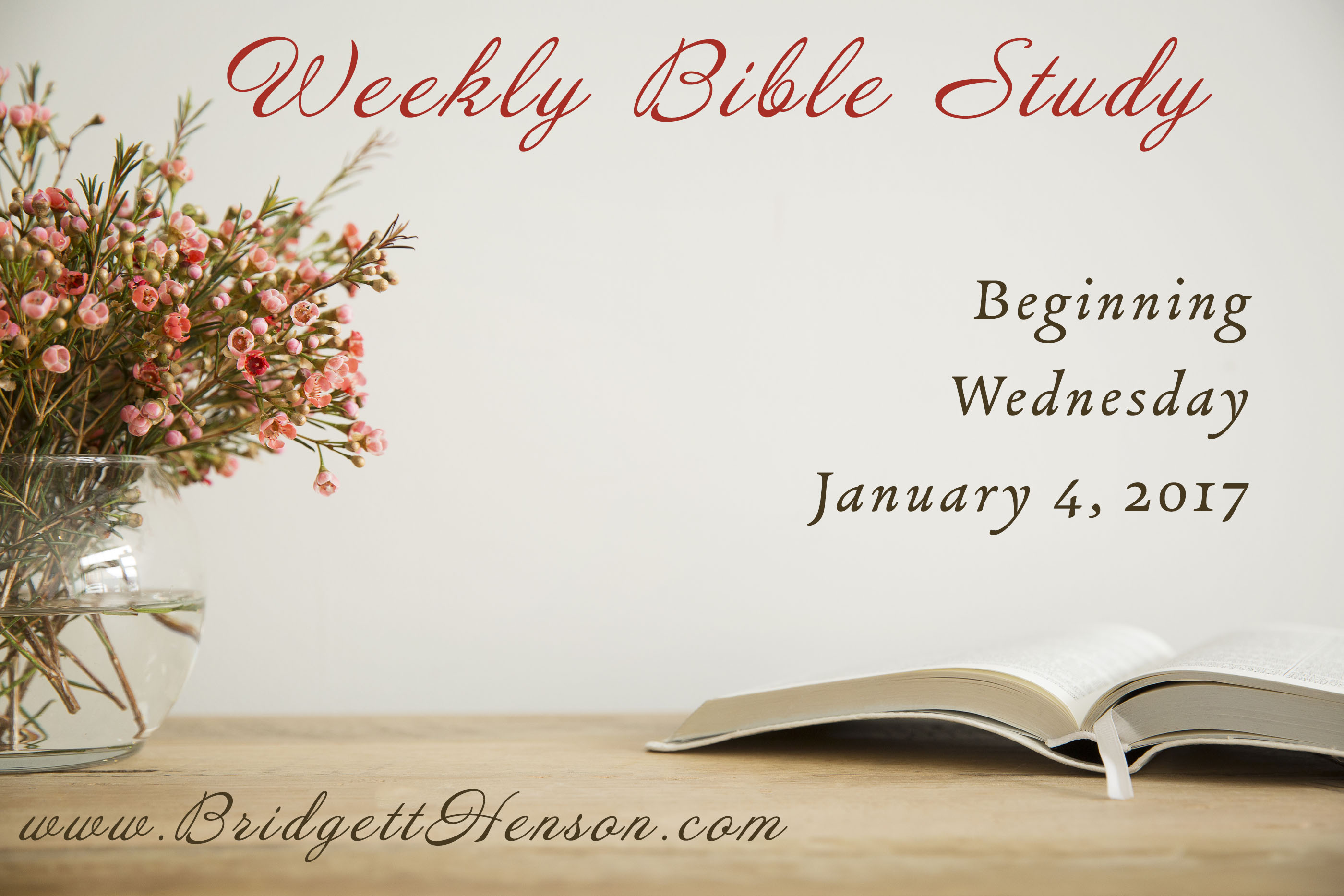 Weekly Bible study beginning Wednesday January 4, 2017